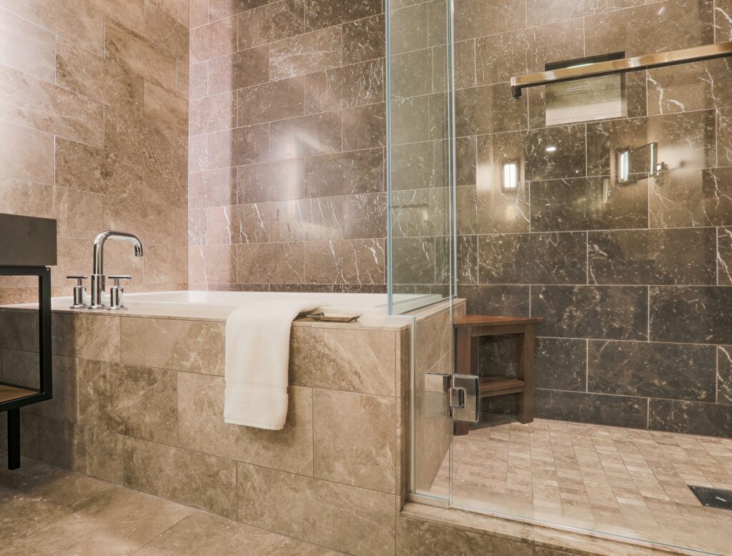 Modern Marble Tiled Bathroom