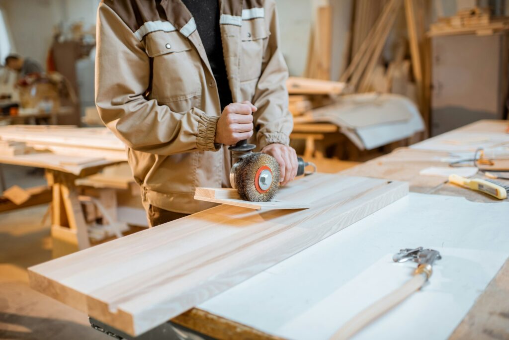 Worker at the carpentry manufacturing